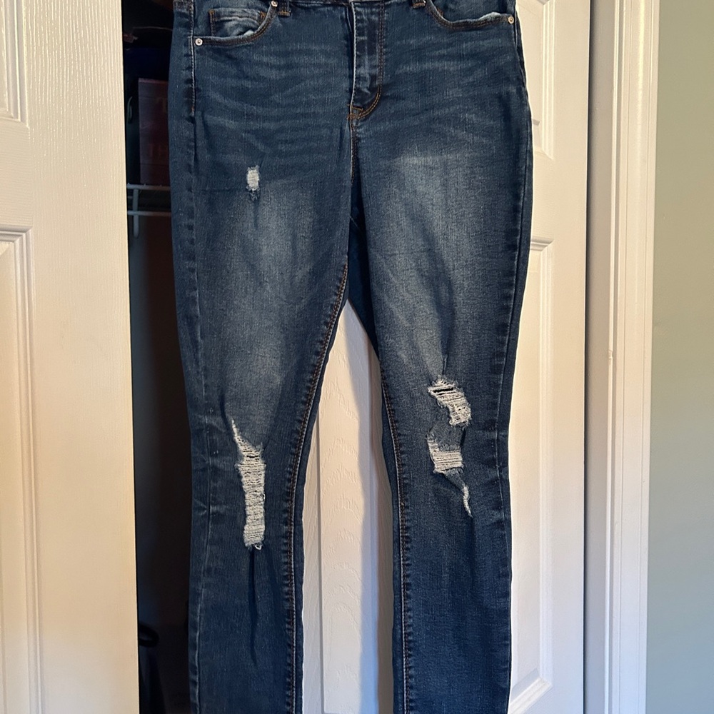 Indigo Rein Blue Skinny Jeans with Distressing